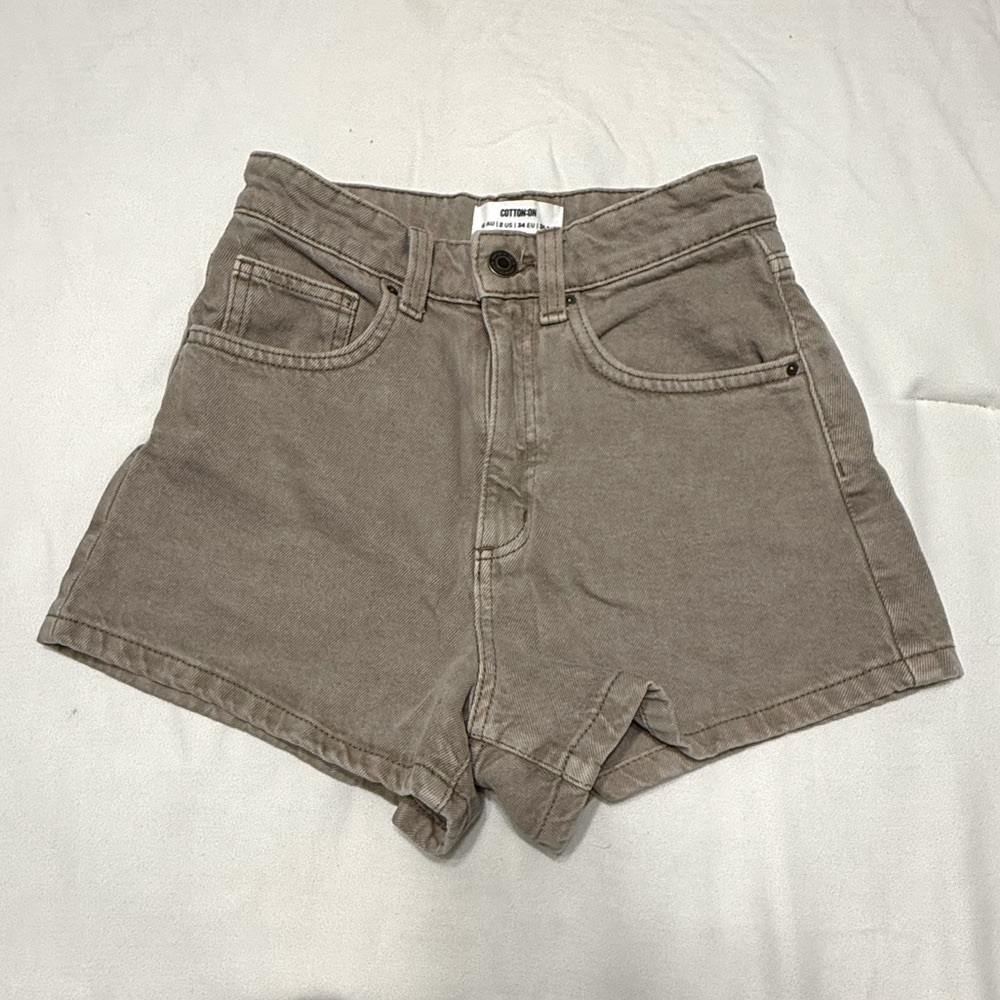 Cotton On High Waist Mom Brown Denim Shorts